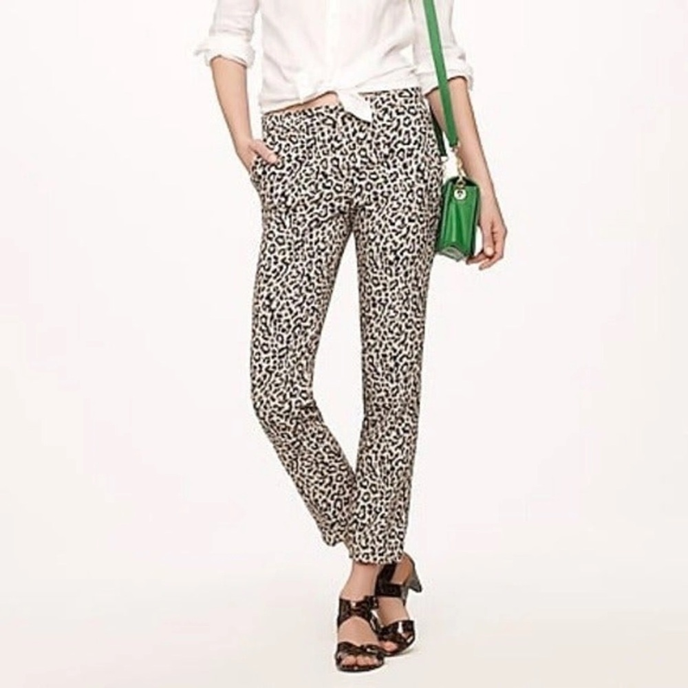 J. Crew Café Capri in Linen Leopard